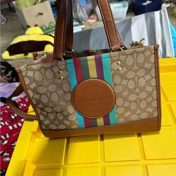 Coach | Bags | Coach Brown And Multicolor Stripe Shoulder  display picture 1